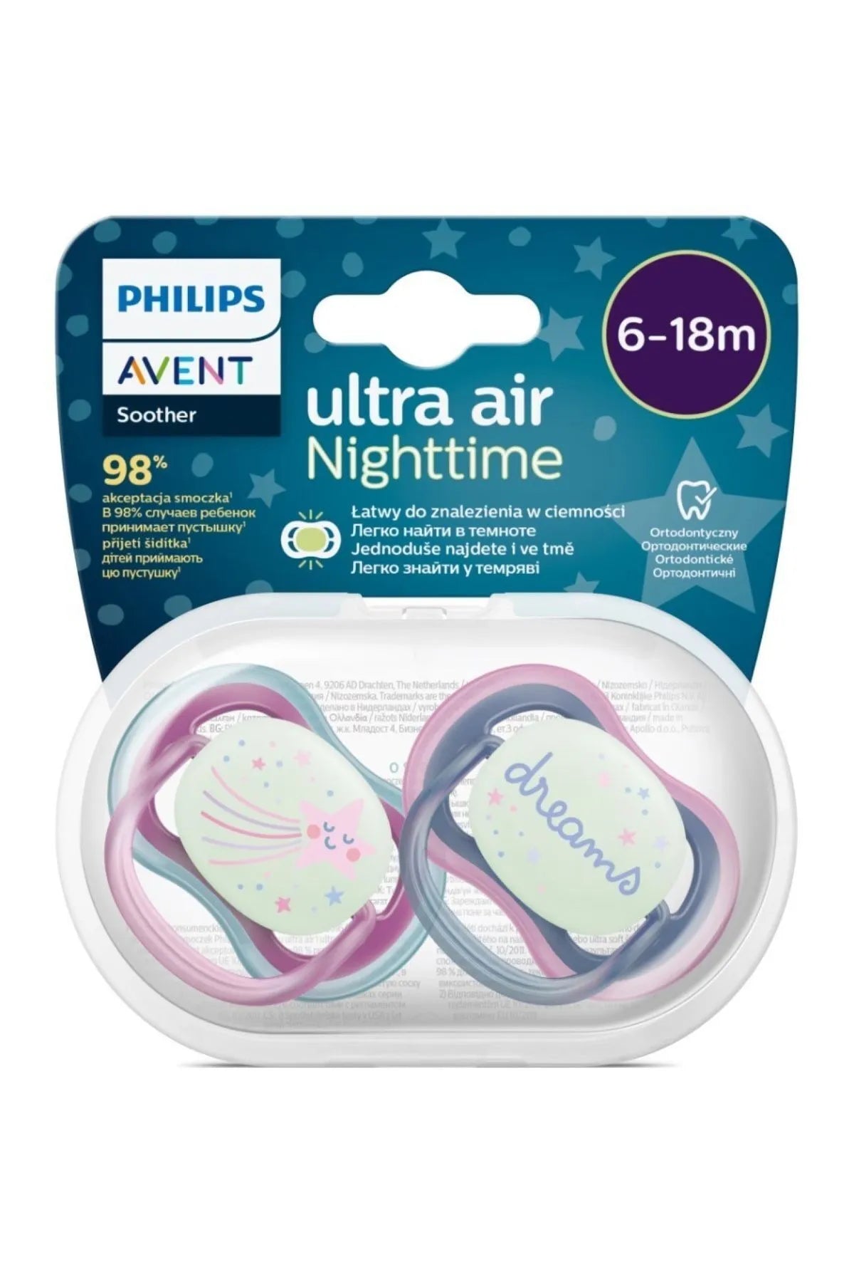 Philips Avent Ultra Air Night Pacifier 6-18m – 2 Pack (SCF376/14)