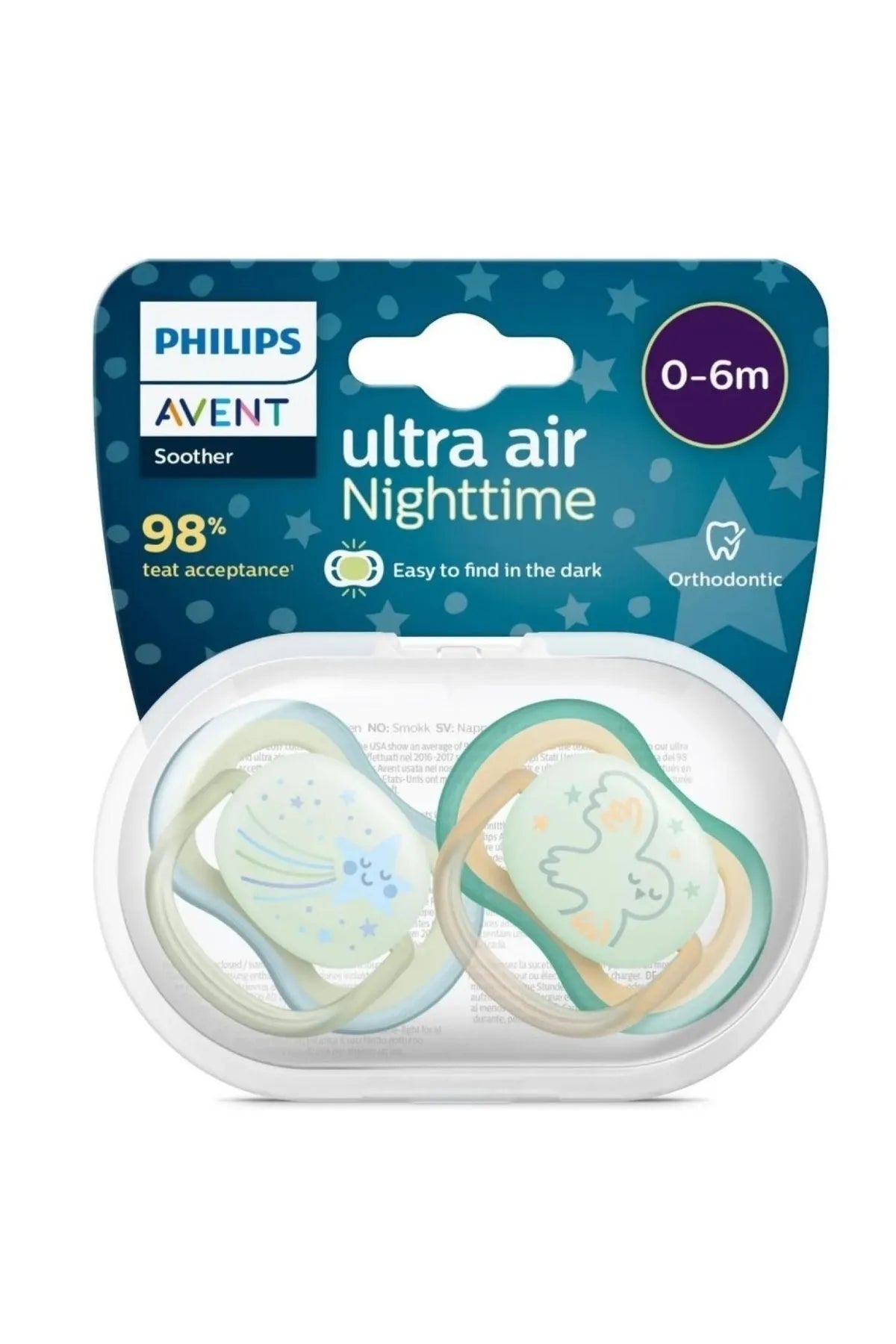 Philips Avent Ultra Air Night Pacifier 0-6m – 2 Pack (SCF376/18)