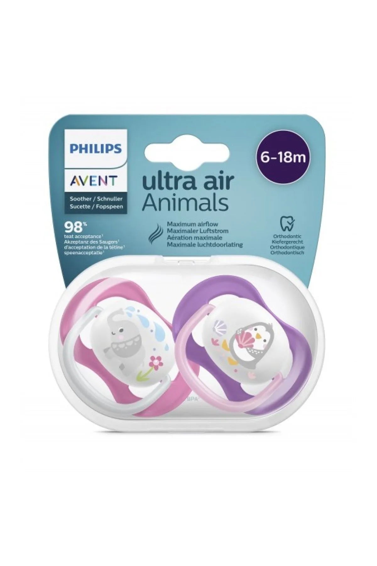 Philips Avent Ultra Air Pacifier 6-18m – 2 Pack (SCF080/08)