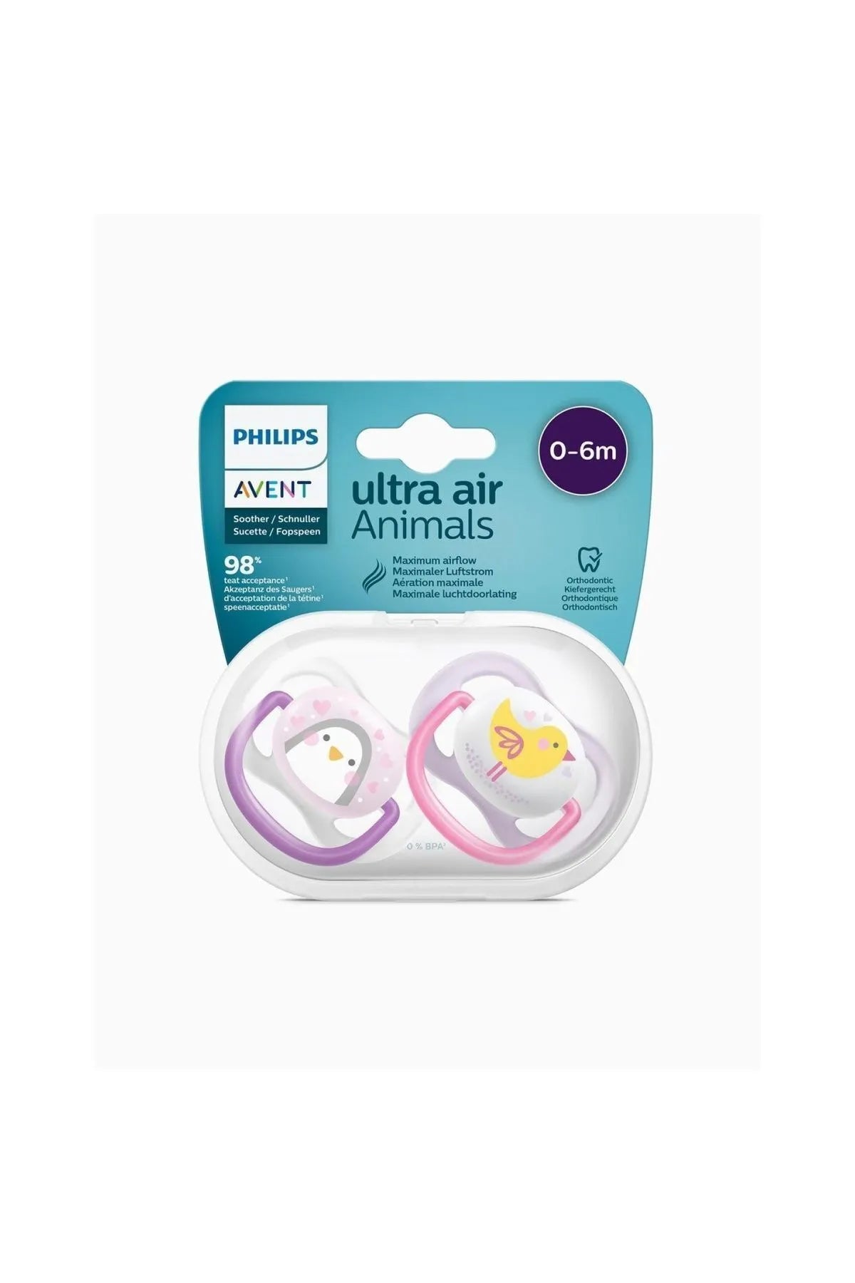 Philips Avent Ultra Air Pacifier 0-6m – 2 Pack (SCF080/06)