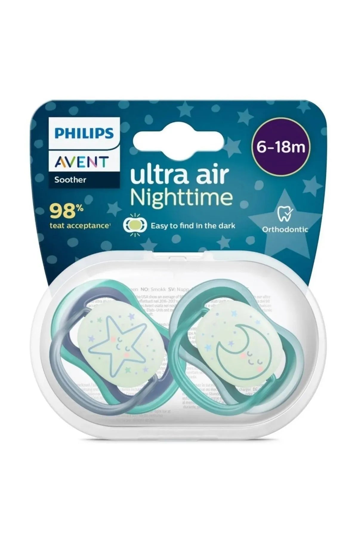 Philips Avent Ultra Air Night Pacifier 0-6m – 2 Pack (SCF376/13)