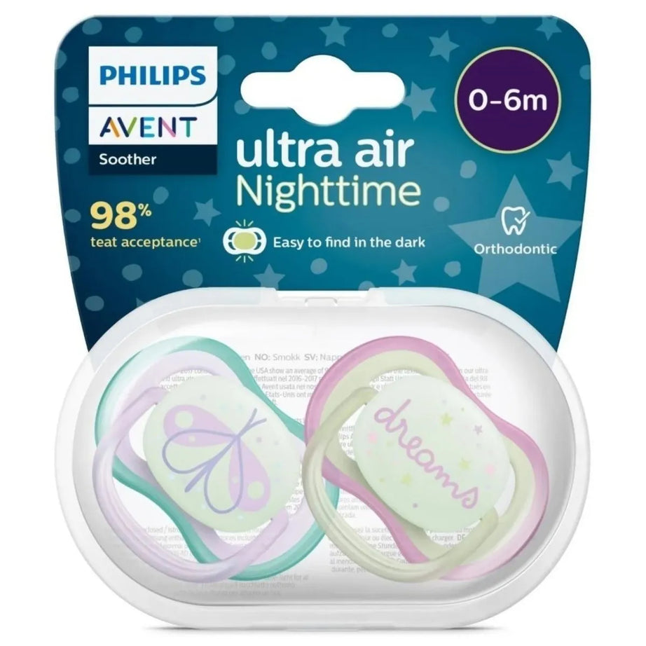 Philips Avent Ultra Air Night Pacifier 6-18m – 2 Pack (SCF376/19)