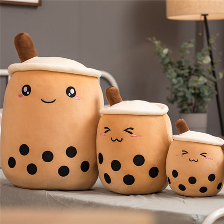 Strawberry Boba Tea Plush Toy – Soft Bubble Tea Cup Pillow for Kids & Gifts