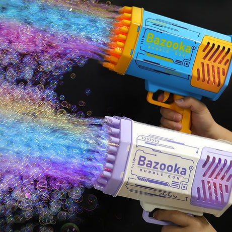 Bazooka Bubble Gun – 69-Hole Bubble Blaster with LED Lights & Fan